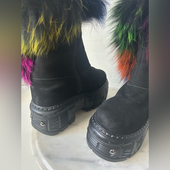 ANTHONY WANG PLANET-11 PLATFORM BOOTS NUBUCK/FAUX-FUR PLATFORM BOOTS - Picture 5 of 9